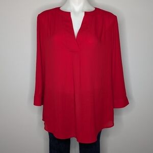 NWT Van Heusen red sheer blouse L